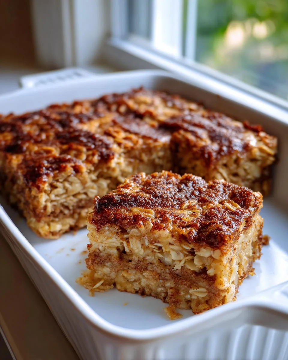 cinnamon roll baked oatmeal square - detail 3