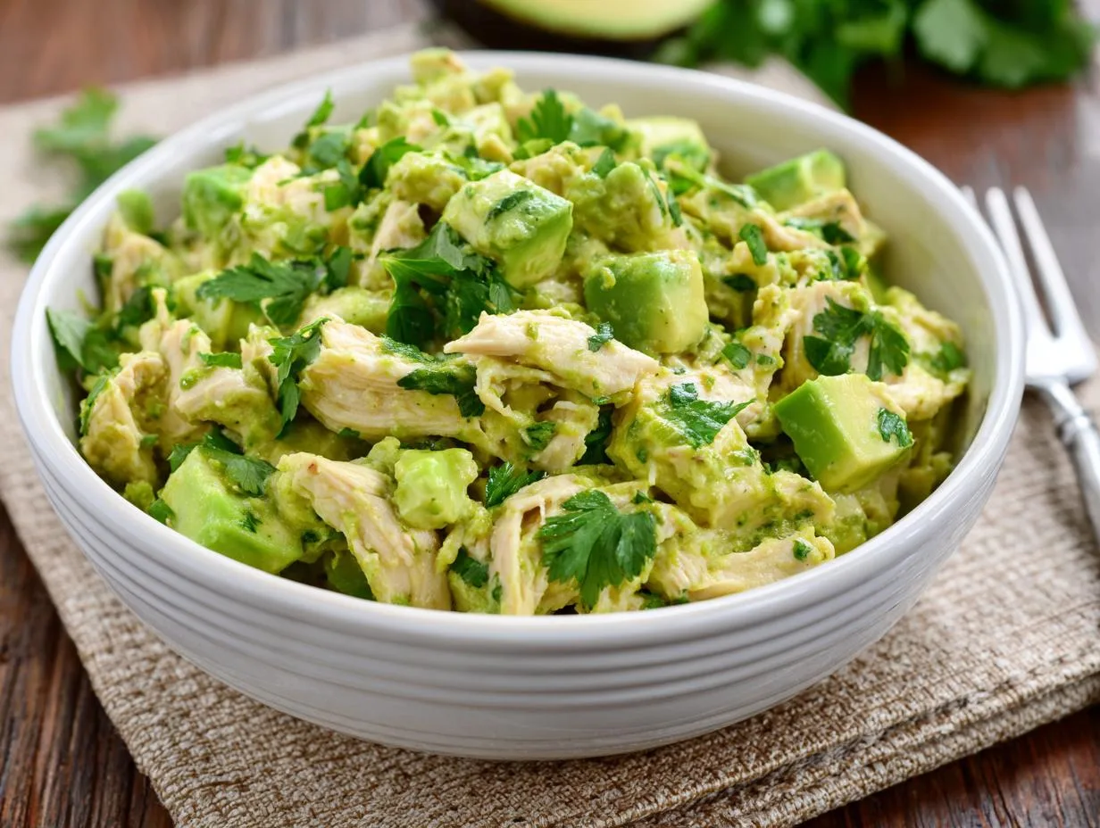 Creamy Delicious Avocado Lime Chicken Salad Bowl in Just 10 Minutes!