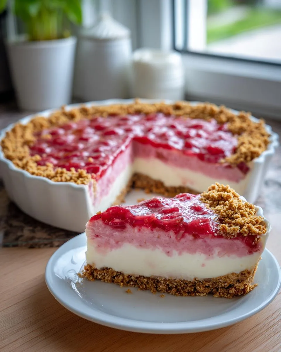 Creamy Rhubarb Cheesecake Dessert - detail 2