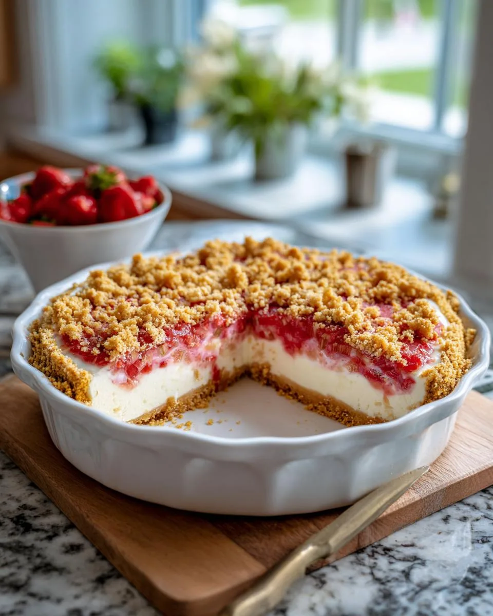 Creamy Rhubarb Cheesecake Dessert - detail 3