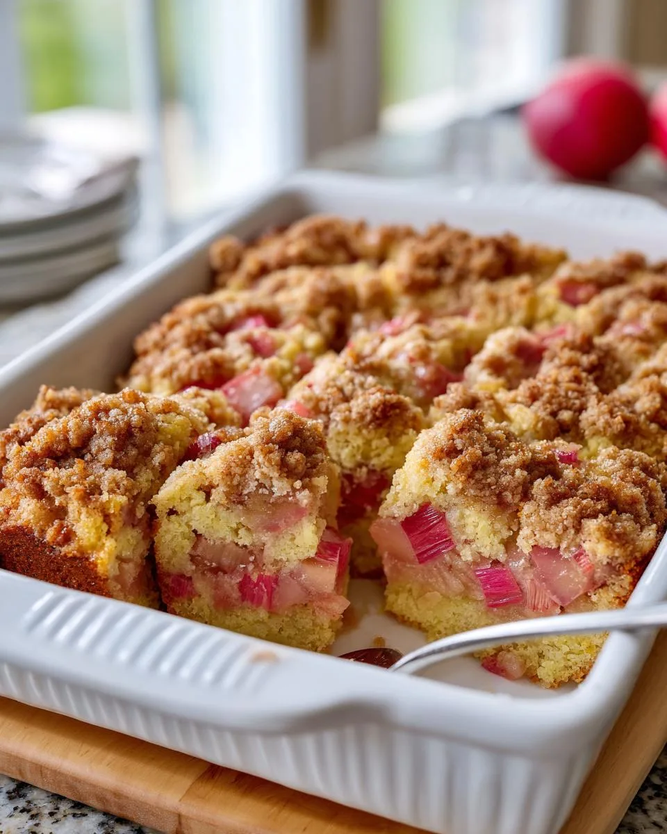 Easy Moist Rhubarb Cake Recipe - detail 2