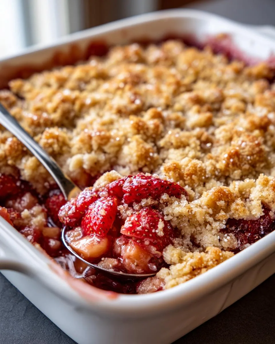 Easy Strawberry Rhubarb Crisp Recipe - detail 2