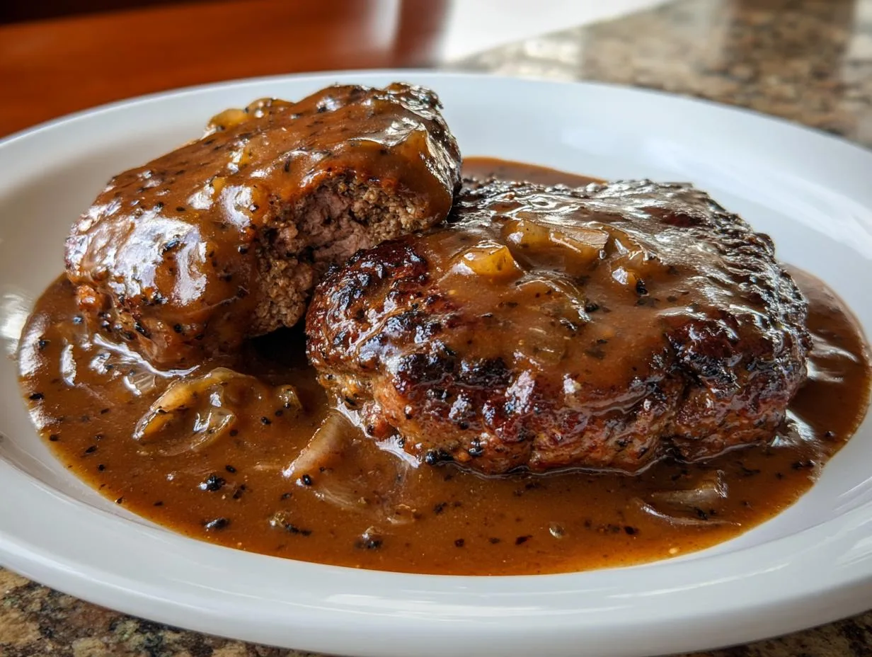 Juicy Hamburger Steaks Brown Gravy Recipe in Just 40 Minutes