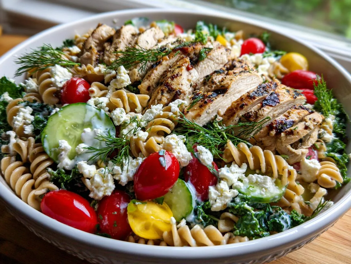 32g High Protein Chicken Pasta Salad That Delights