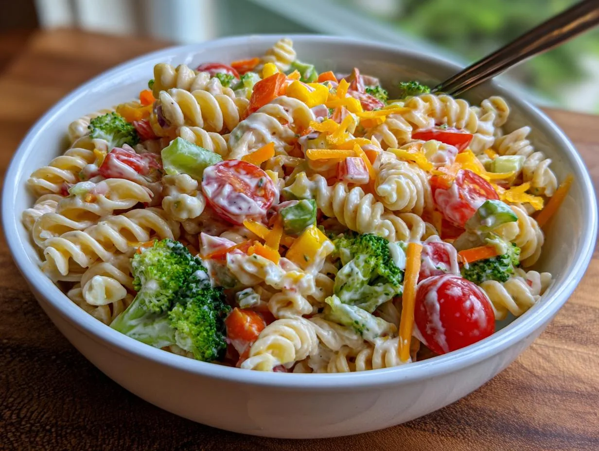 Delicious and Creamy Veggie Cottage Cheese Pasta Salad in Just 15 Minutes