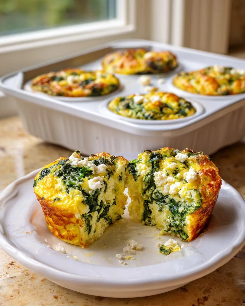 eggs spinach feta muffins - detail 1