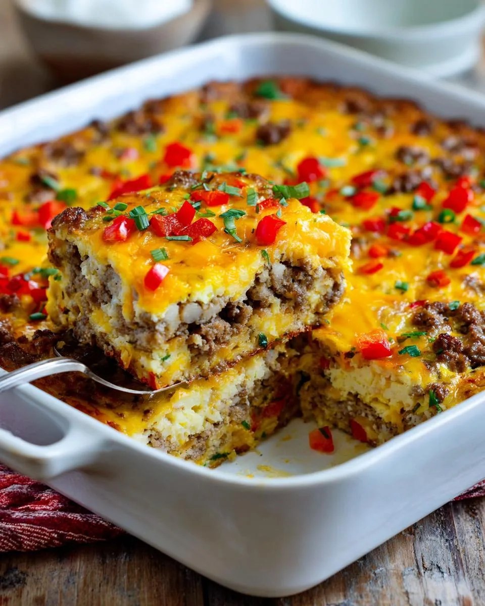 hashbrown filling breakfast casserole - detail 2