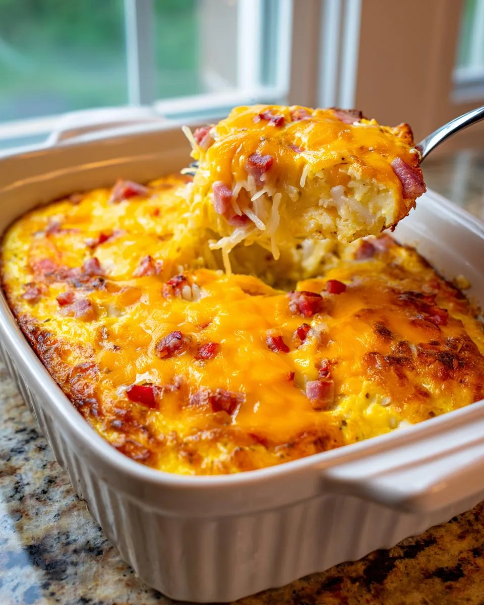 hashbrown ham breakfast casserole - detail 3