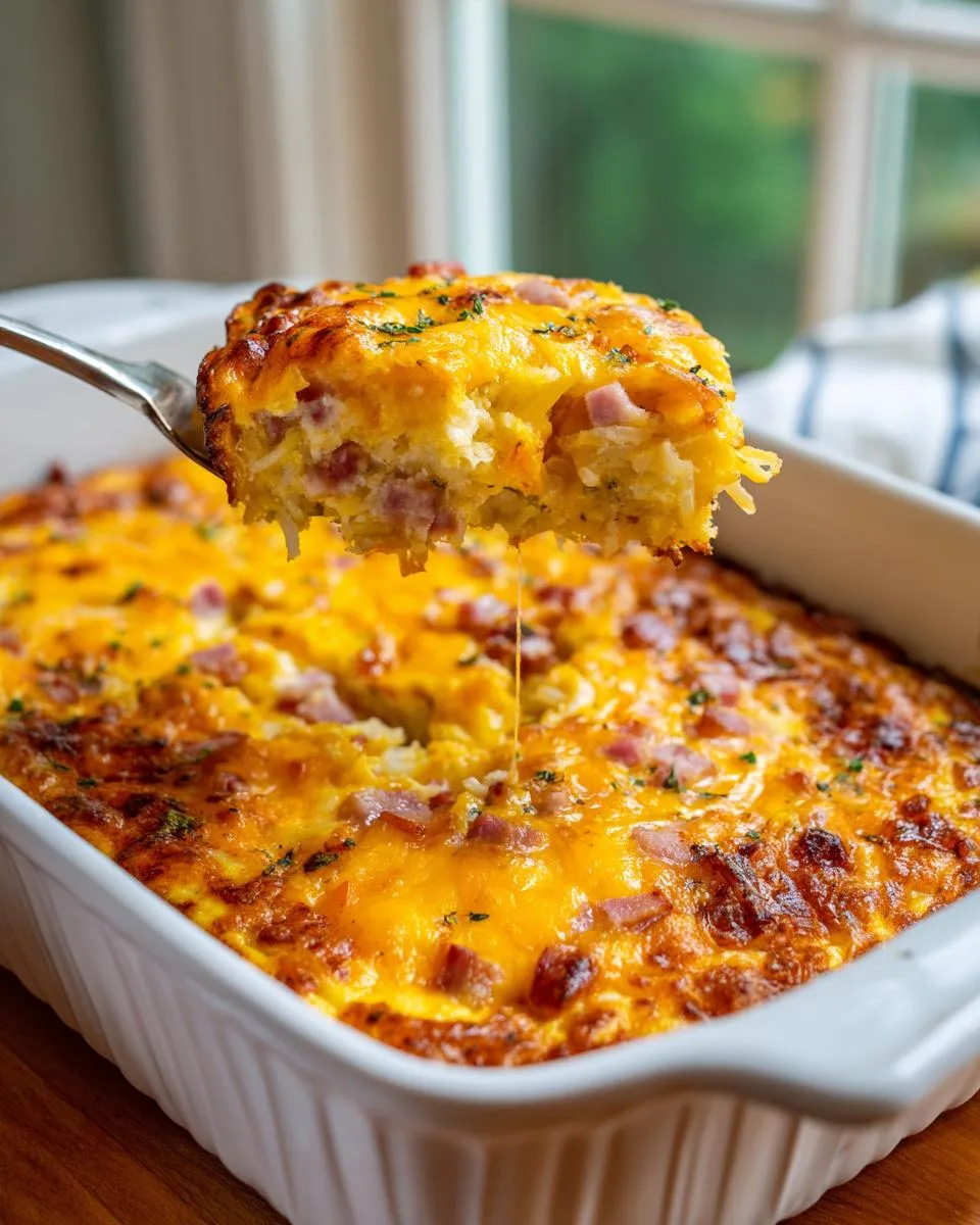 hashbrown ham breakfast casserole - detail 4
