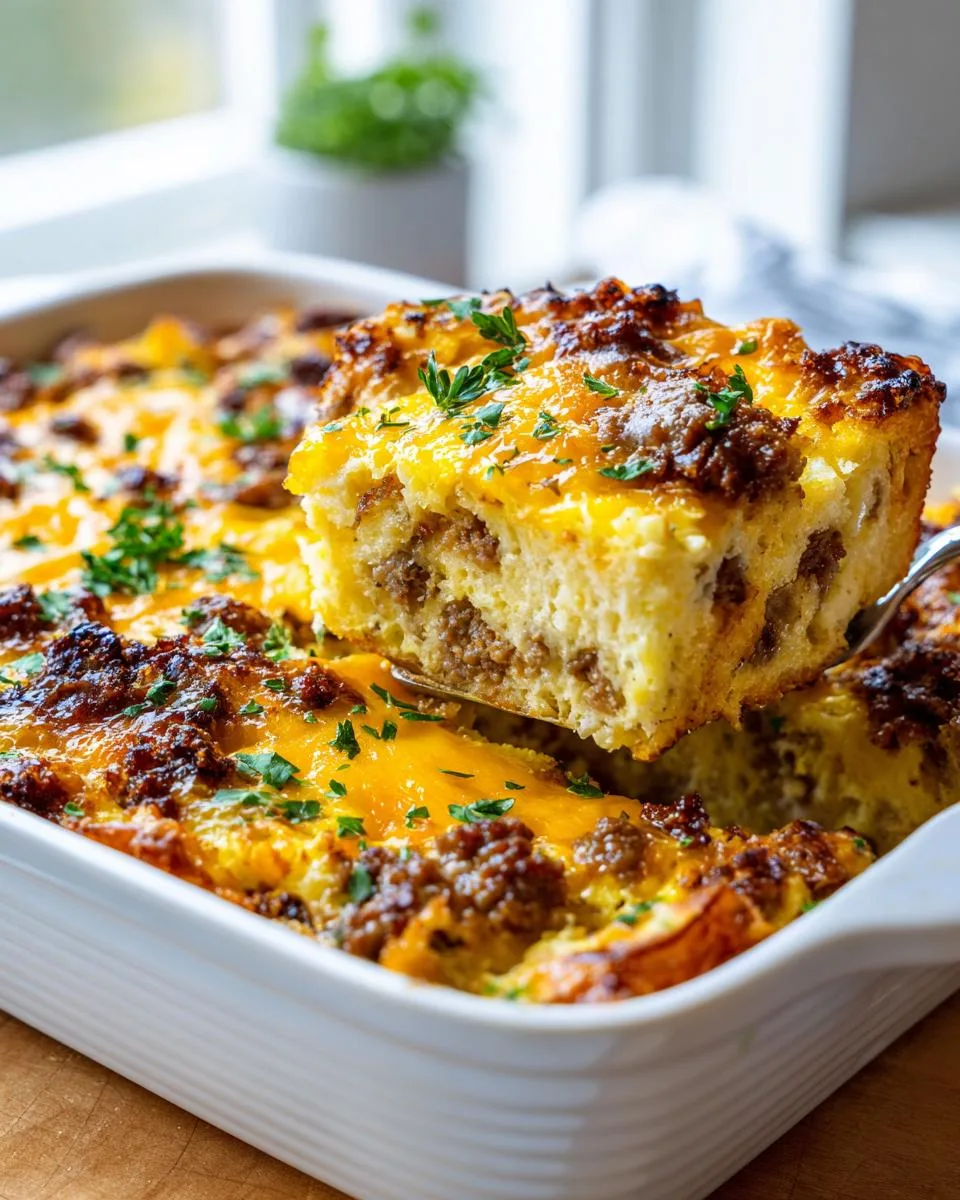 overnight breakfast strata casserole - detail 1