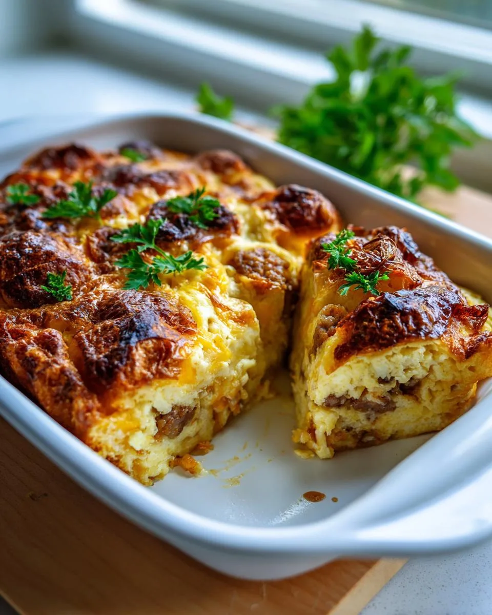 overnight croissant breakfast casserole - detail 2