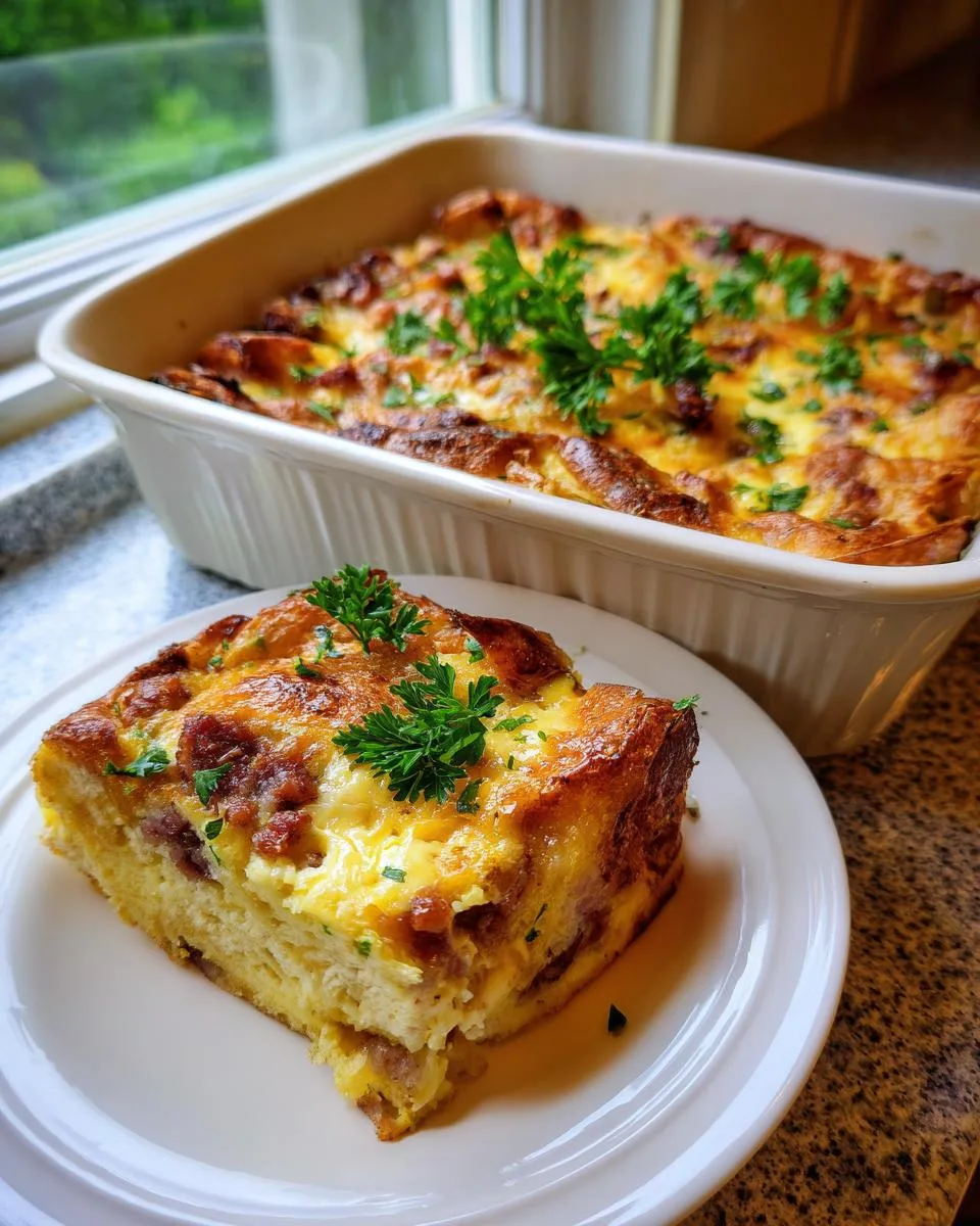 overnight croissant breakfast casserole - detail 3