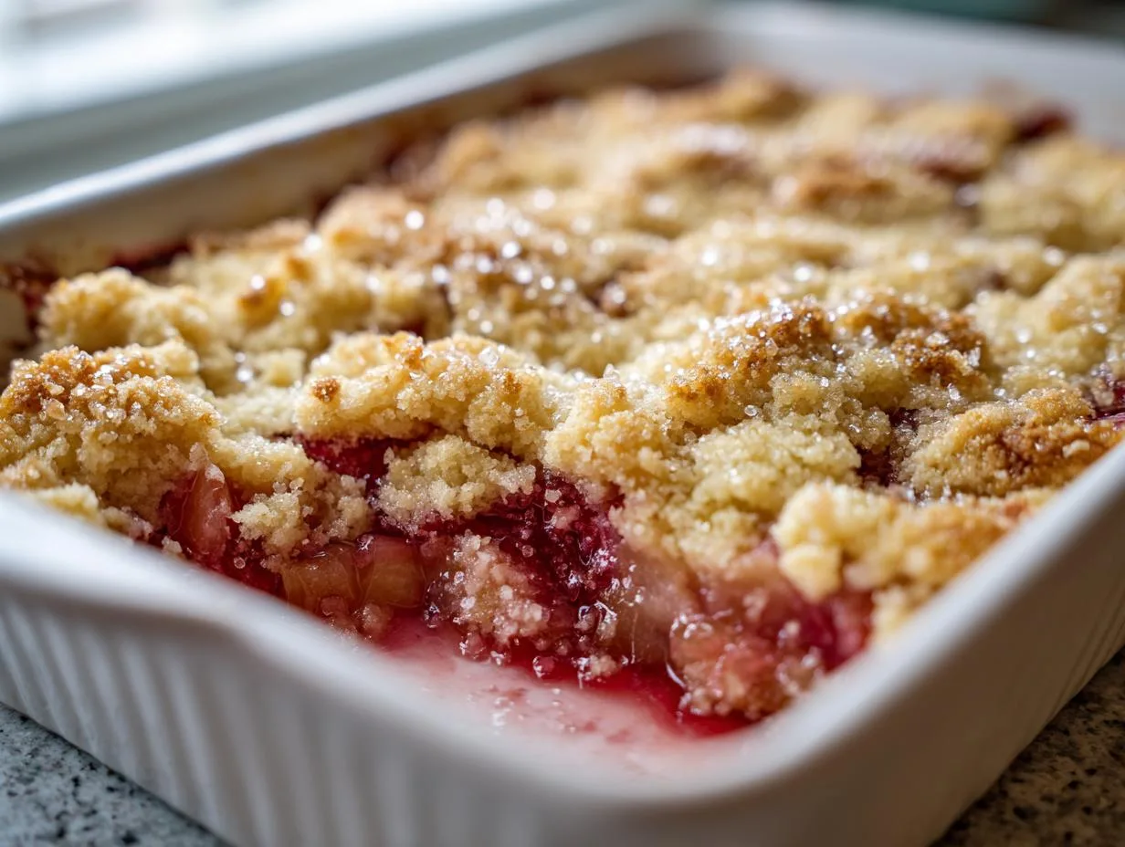 Irresistible 5 Ingredient Rhubarb Dump Cake Recipe