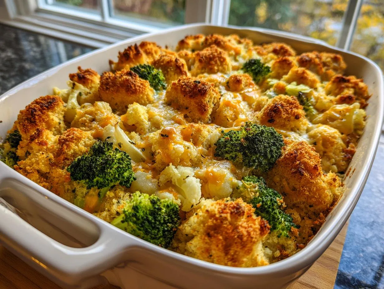Heavenly Broccoli Cauliflower Stuffing Casserole in 40 Minutes