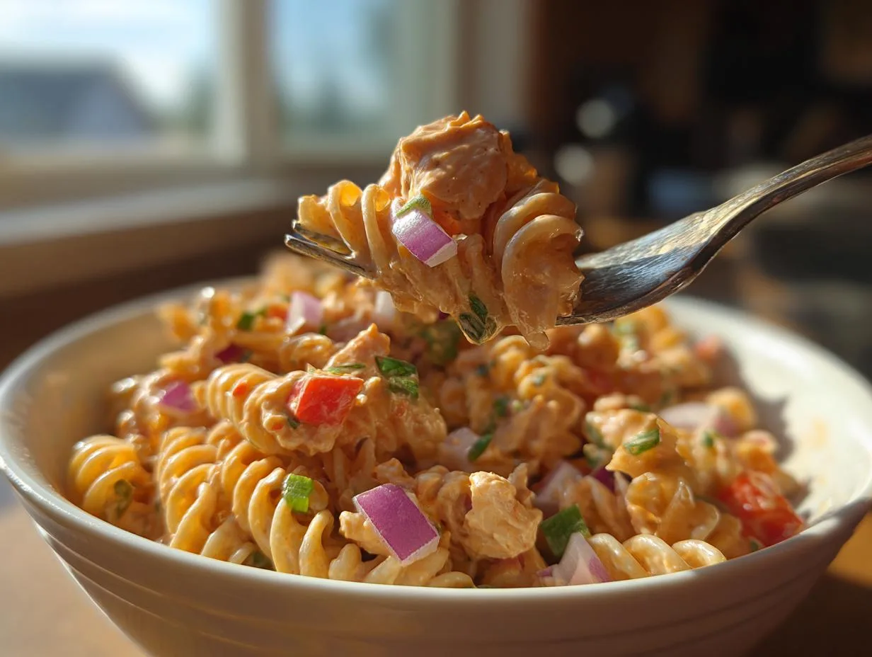 20-Minute Buffalo Chicken Ranch Pasta Salad Everyone Brags About