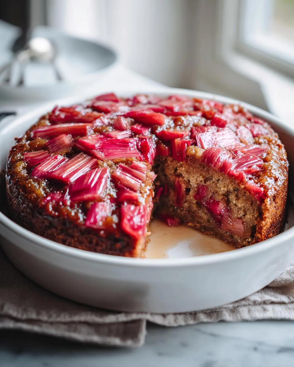 Caramelized Rhubarb Upside-Down Cake - detail 2