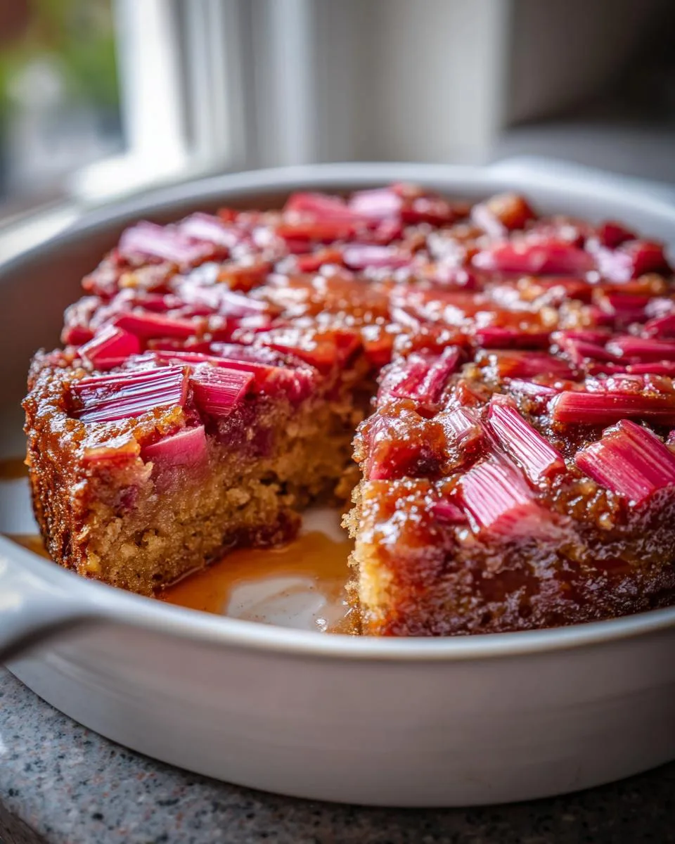 Caramelized Rhubarb Upside-Down Cake - detail 3