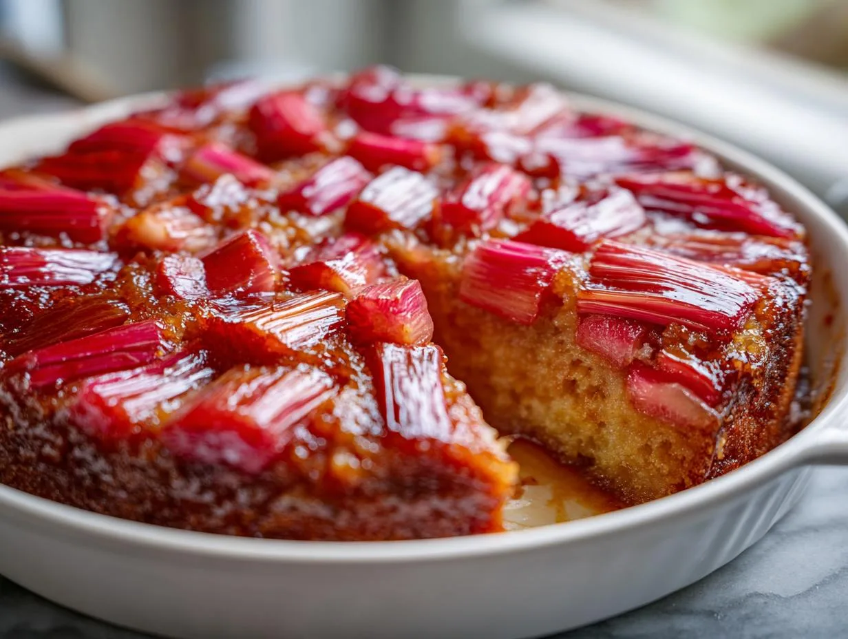 Caramelized Rhubarb Upside-Down Cake: 35-Minute Blissful Bake