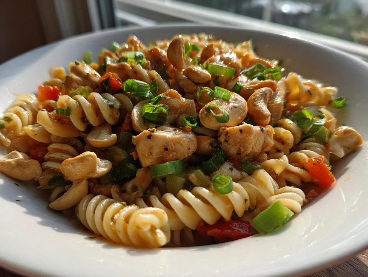 Irresistible Cashew Chicken Pasta Salad Bowl in Just 15 Minutes