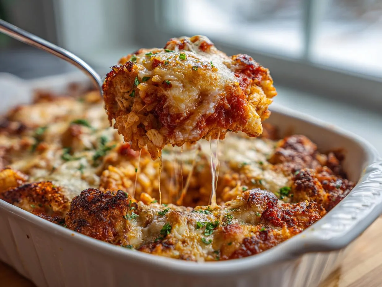 Cheesy 30-Minute Chicken Parmesan Rice Casserole Bliss