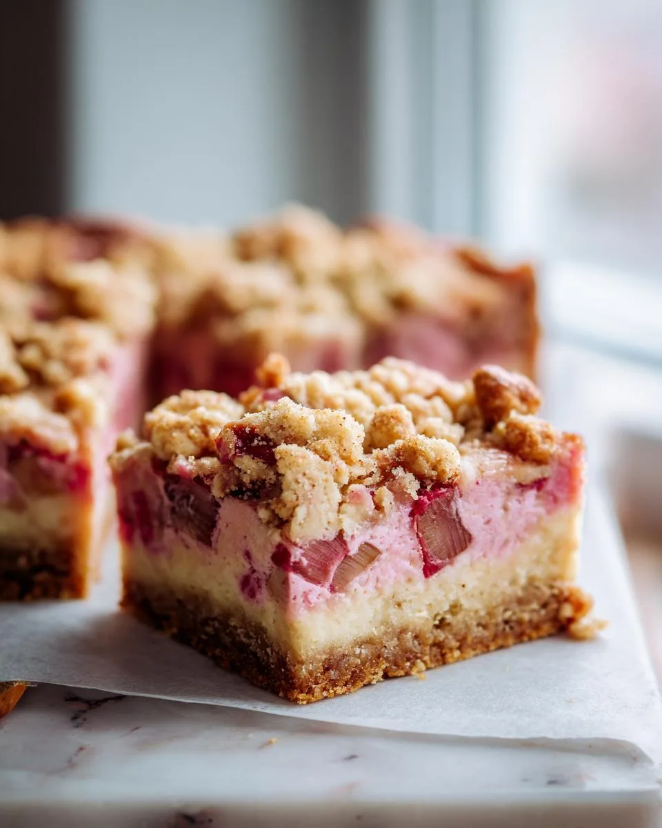 Creamy Rhubarb Cheesecake Bars - detail 2
