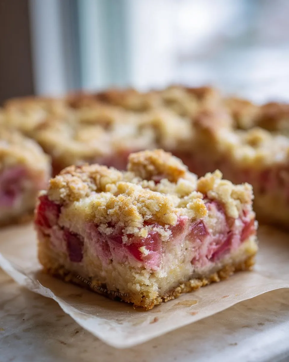 Creamy Rhubarb Cheesecake Bars - detail 3