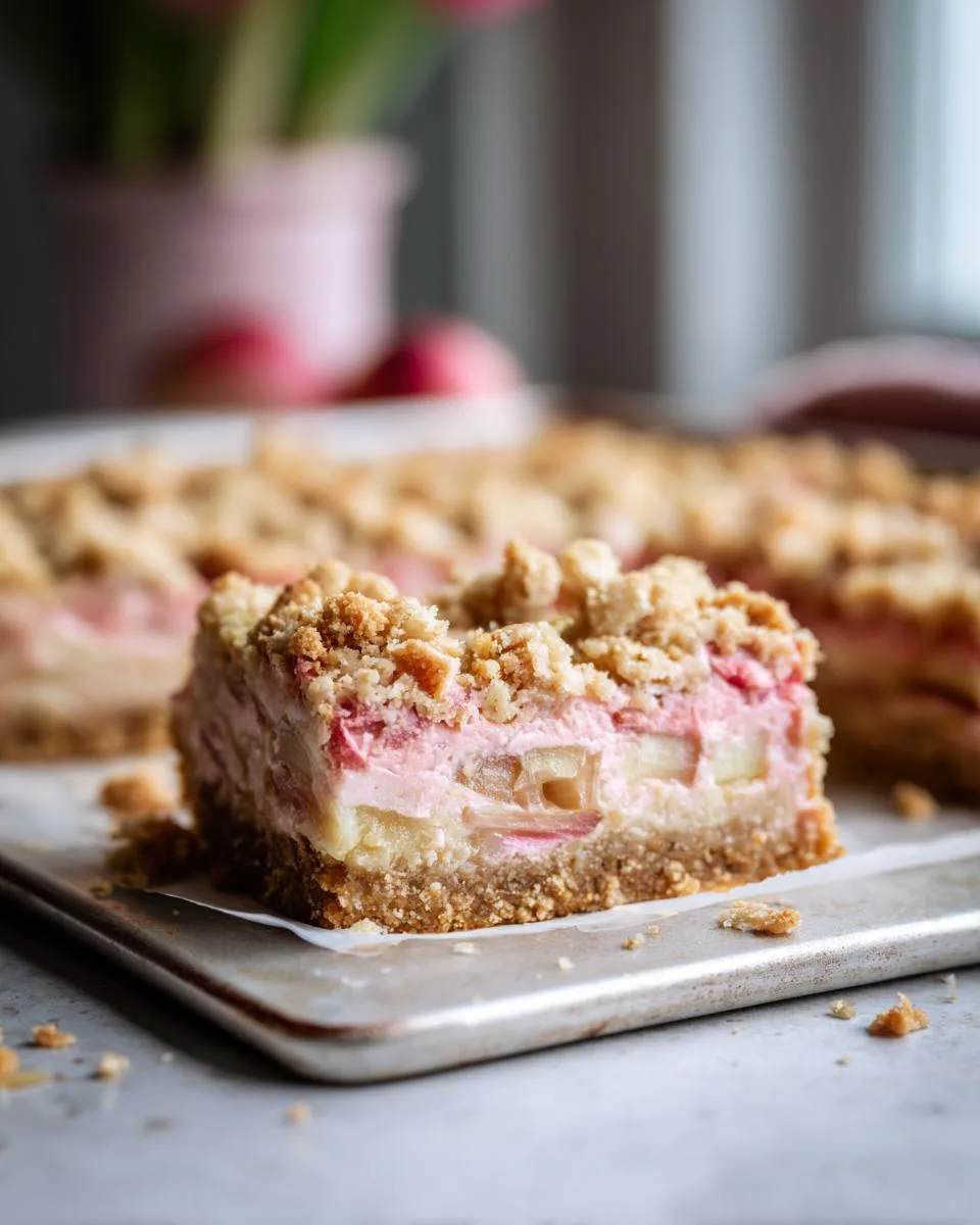Creamy Rhubarb Cheesecake Bars - detail 4