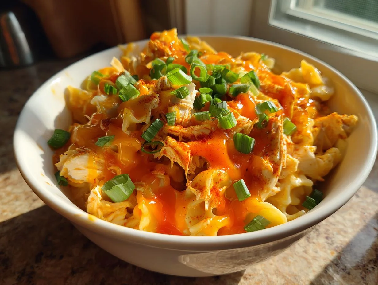 Fiery Crockpot Buffalo Chicken Mac Cheese in 3 Easy Steps – 10/10 Creamy!