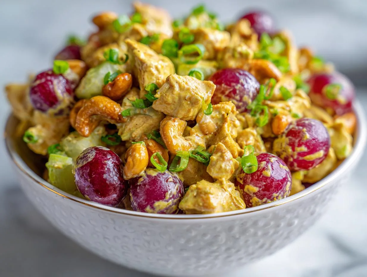 Incredibly Delicious Curry Cashew Grape Chicken Salad in 30 Minutes!