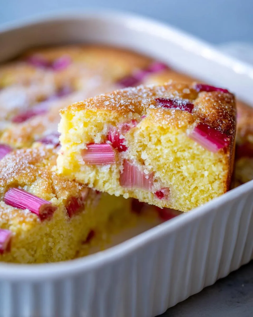 Easy Rhubarb Custard Cake Recipe - detail 2