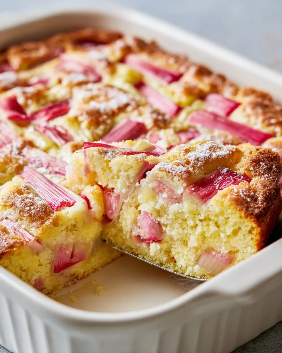 Easy Rhubarb Custard Cake Recipe - detail 3