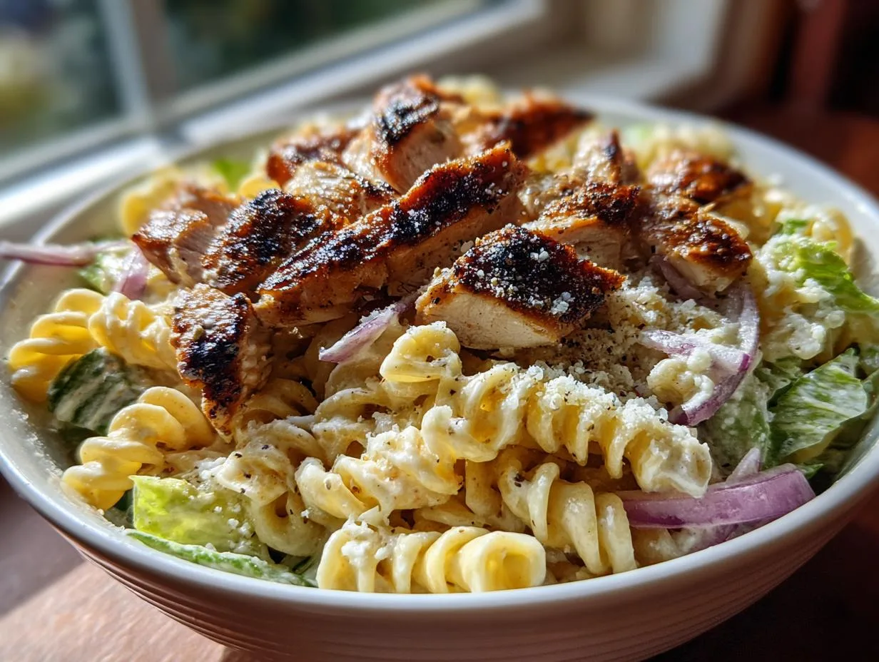 Grilled Chicken Caesar Pasta Salad for 30-Minute Dinner Bliss