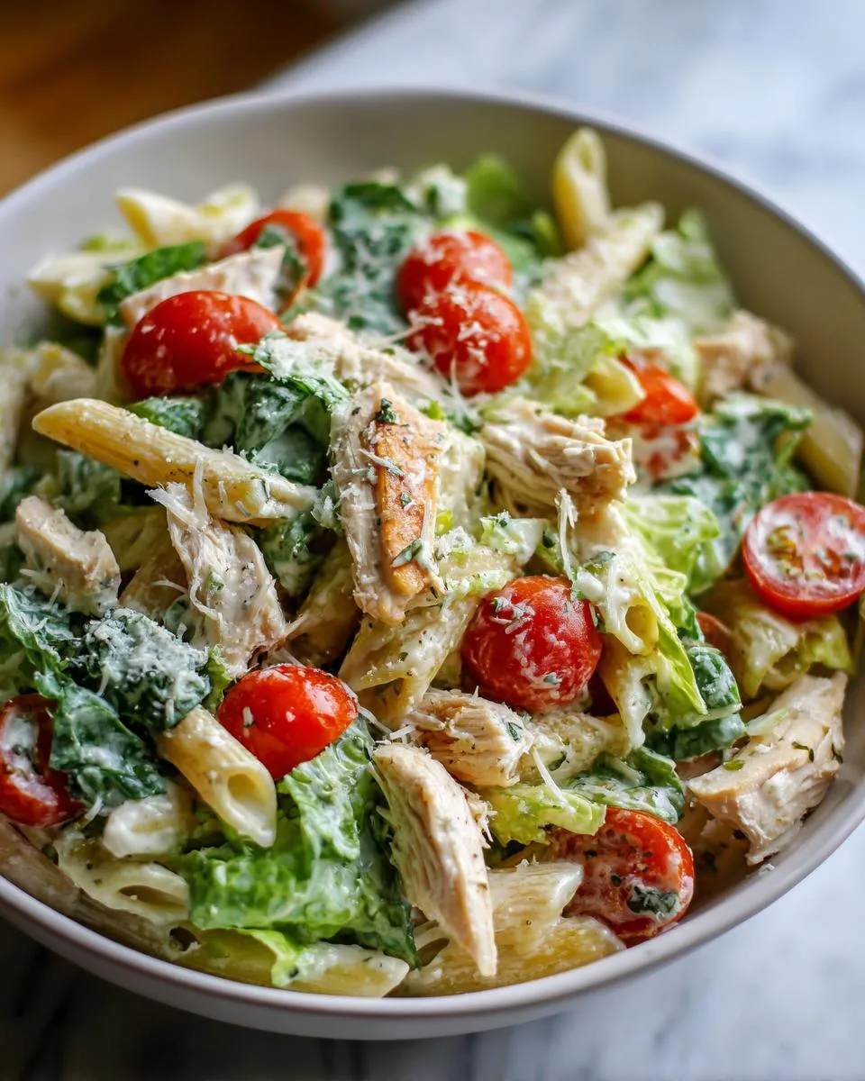 Healthy Chicken Caesar Pasta Salad - detail 2