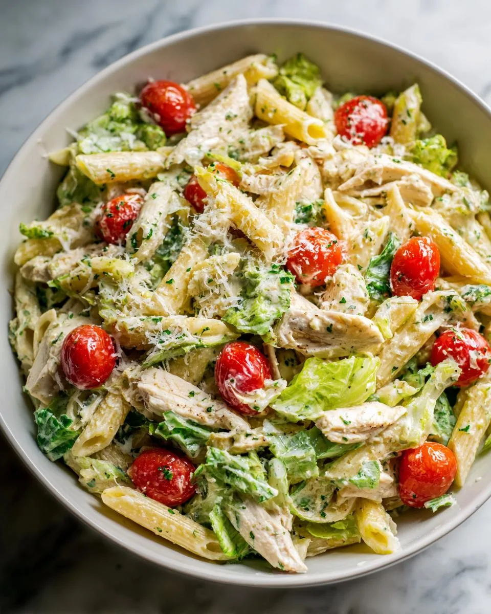 Healthy Chicken Caesar Pasta Salad - detail 3