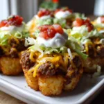 Loaded Tater Tot Taco Cups