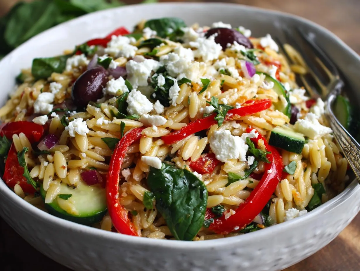 25-Minute Mediterranean Orzo Pasta Salad Recipe That Wows