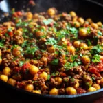Middle Eastern Beef Chickpeas Skillet