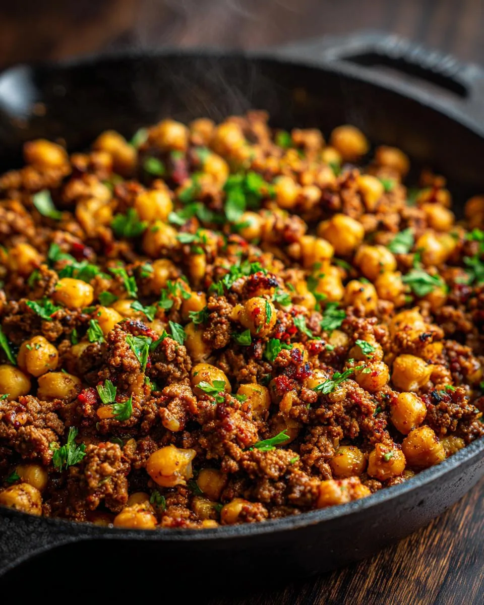 Middle Eastern Beef Chickpeas Skillet - detail 2