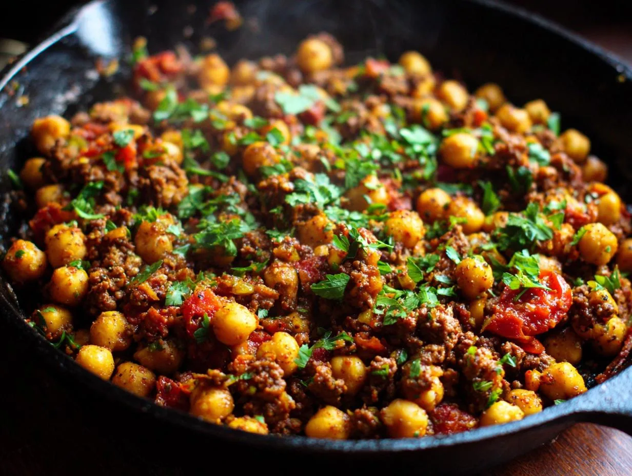 Middle Eastern Beef Chickpeas Skillet — A 25-Minute Flavor Bomb!
