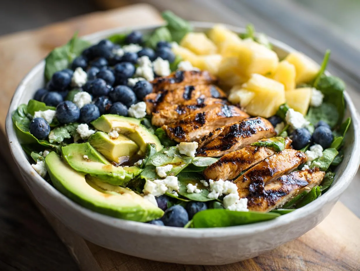 Grilled Pineapple Avocado Chicken Salad Bowl – A Bold 420-Calorie Delight