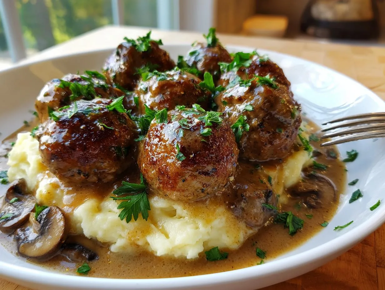 35-Minute Salisbury Steak Meatballs with Rich Mushroom Gravy
