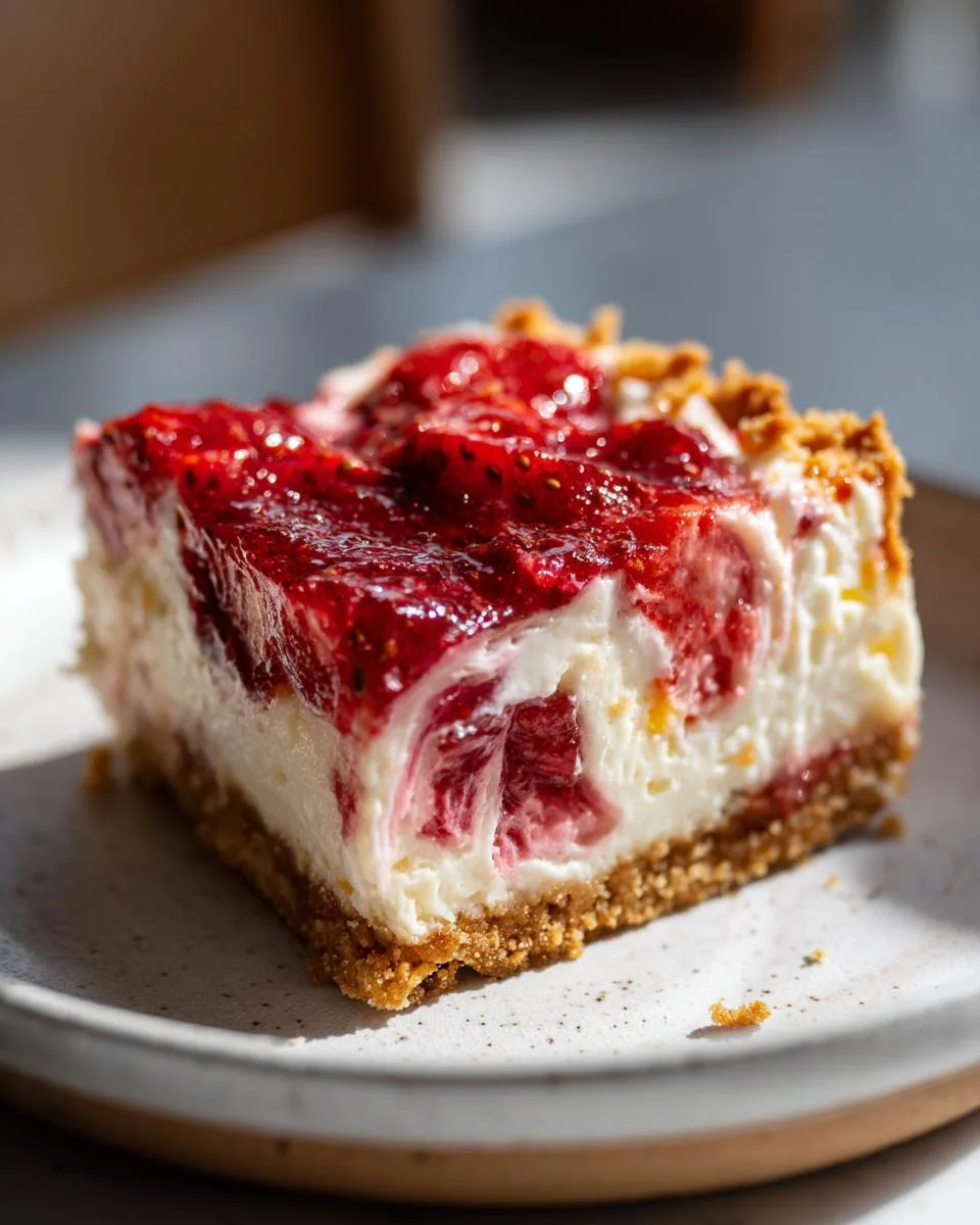 Strawberry Rhubarb Cheesecake Bars - detail 2