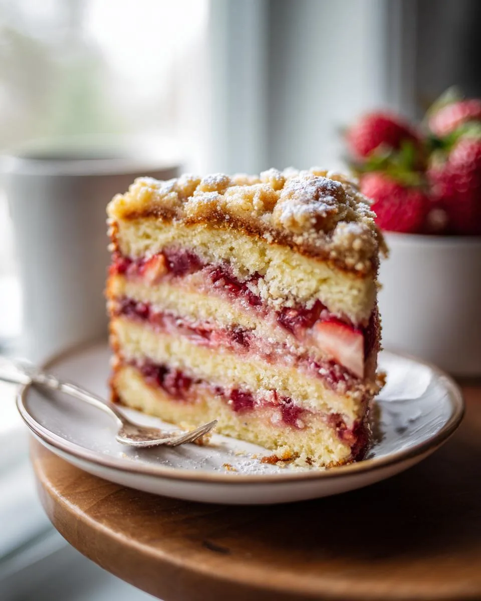 Strawberry Rhubarb Coffee Cake Recipe - detail 4