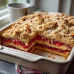 Strawberry Rhubarb Streusel Coffee Cake