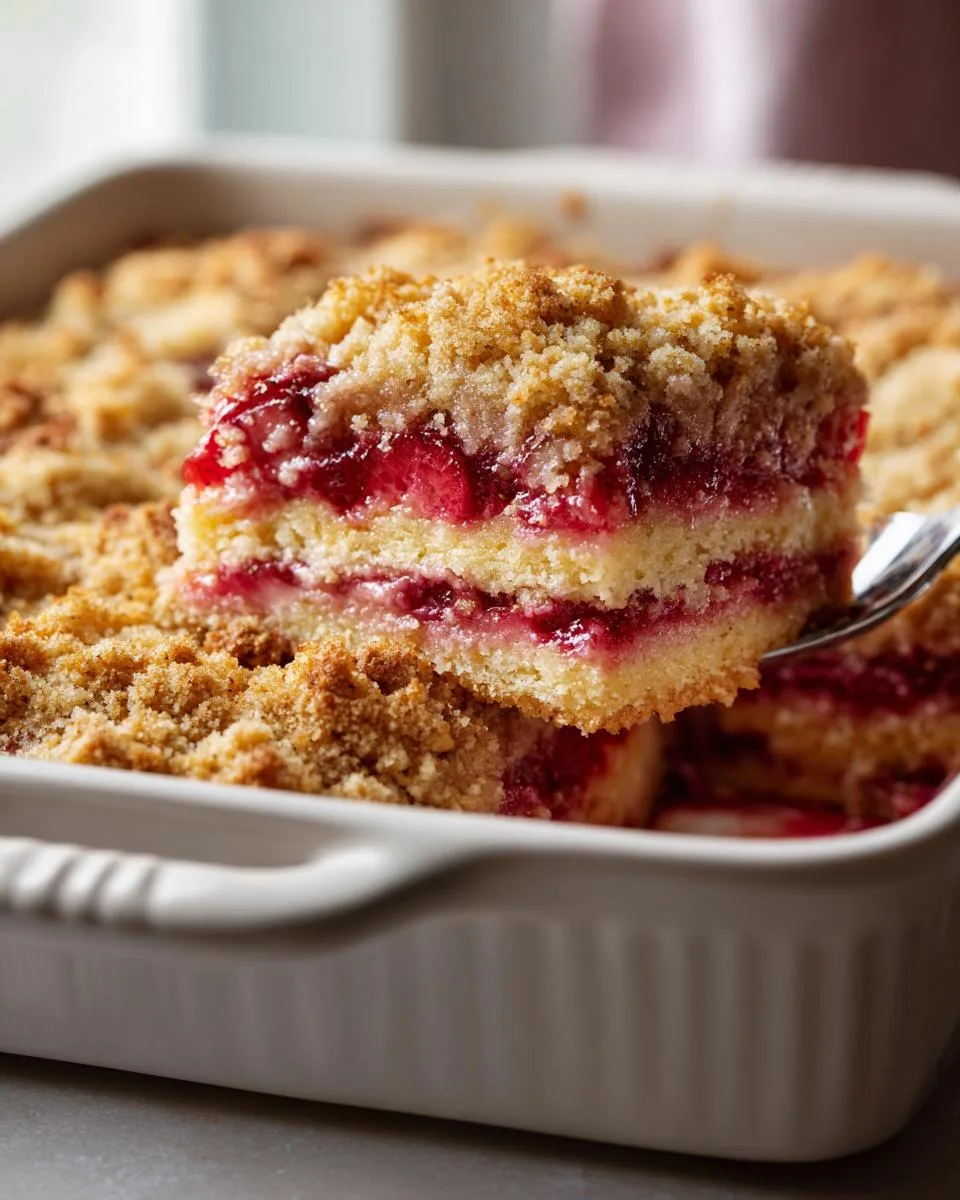 Strawberry Rhubarb Streusel Coffee Cake - detail 2
