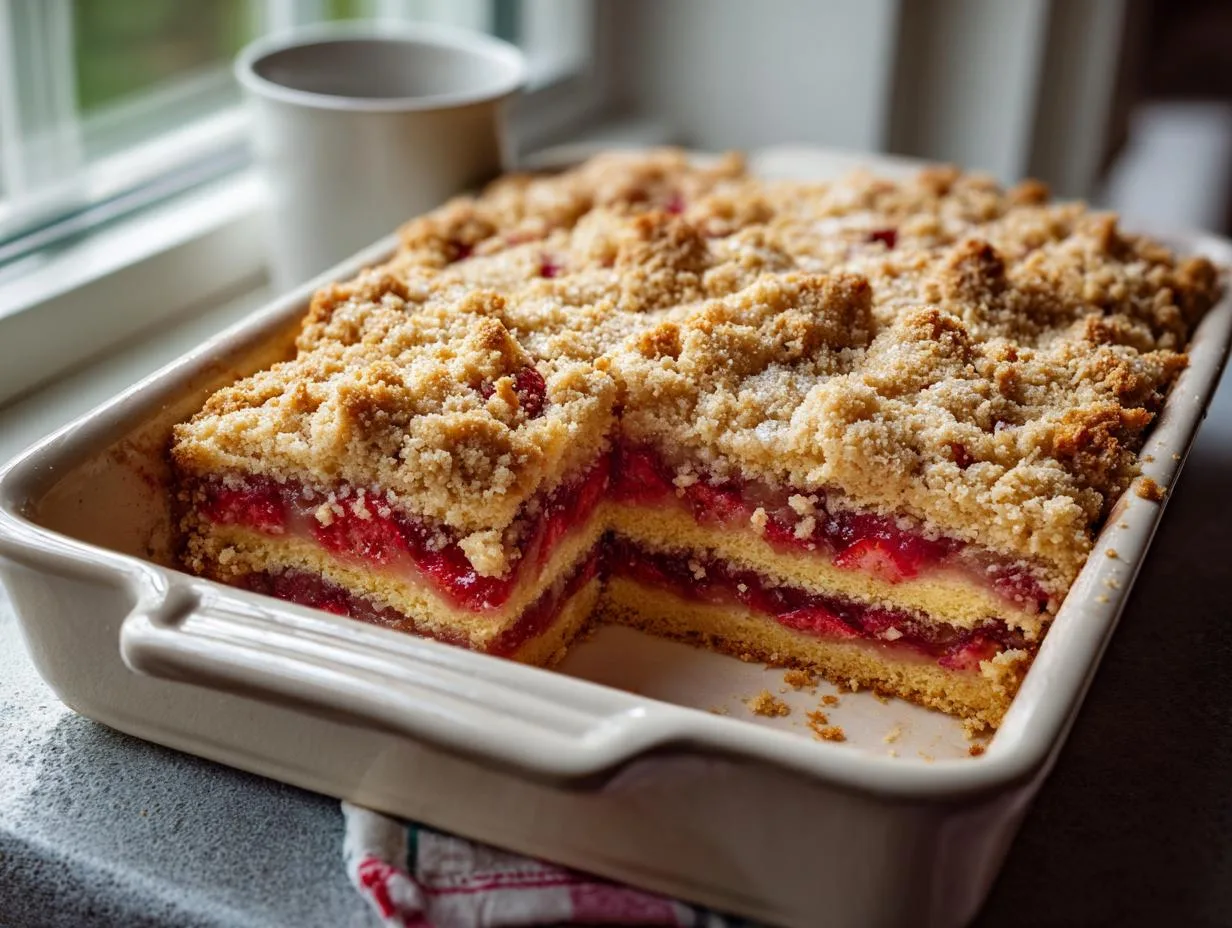 1 Irresistible Strawberry Rhubarb Streusel Coffee Cake Recipe