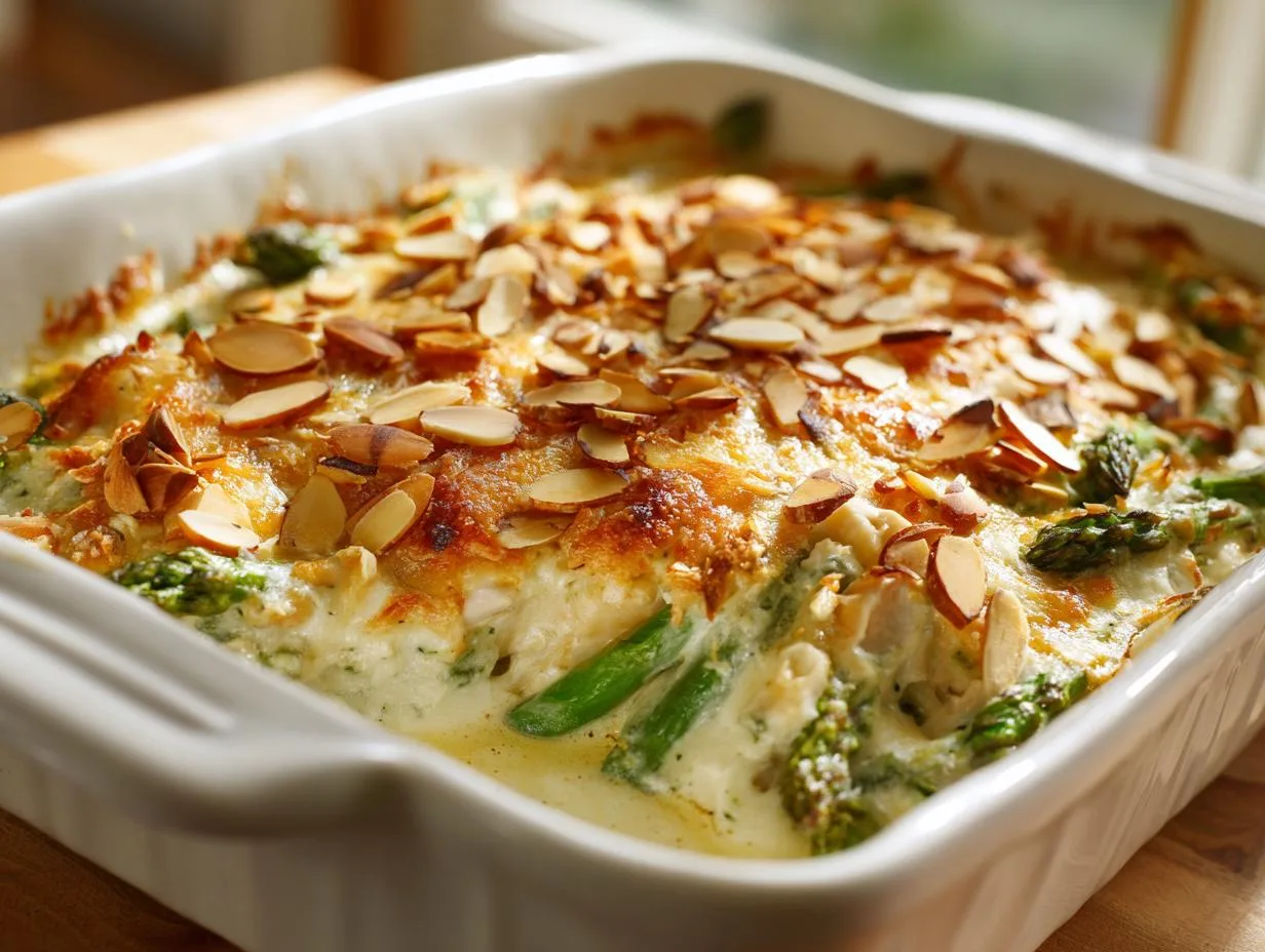 Irresistible Chicken Asparagus Almond Casserole in 30 Minutes