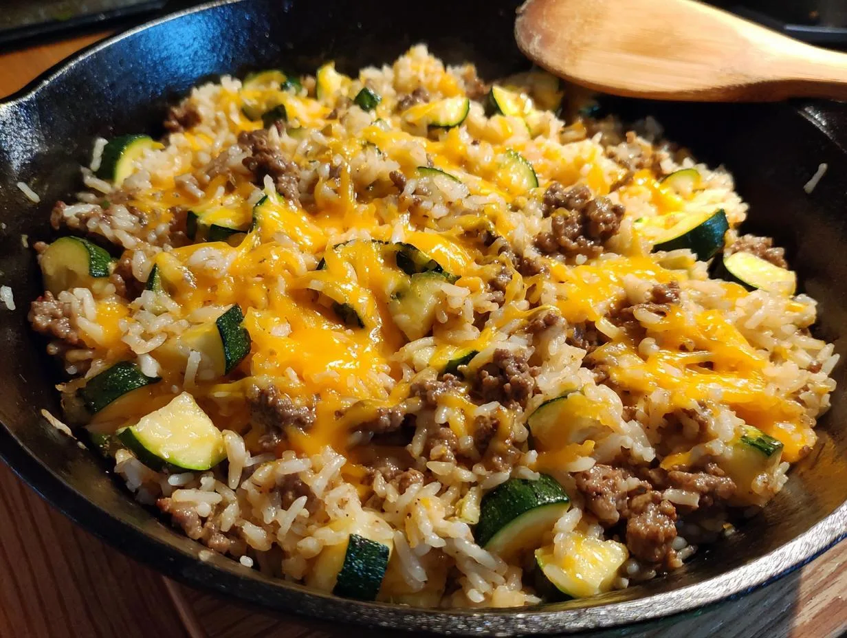 Juicy Ground Beef Zucchini Rice Skillet in 30 Minutes Flat