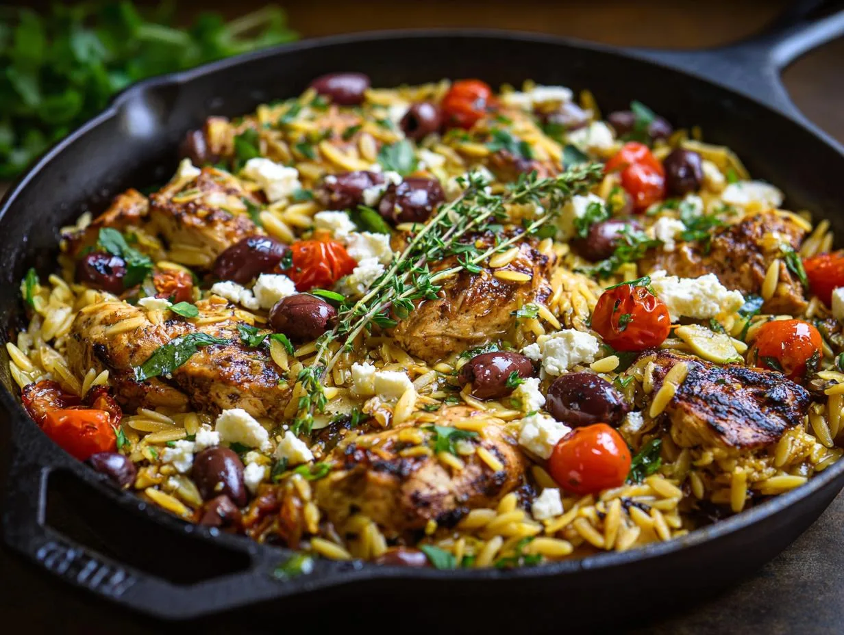 20-Minute Mediterranean Chicken Orzo Skillet: Weeknight Wonder