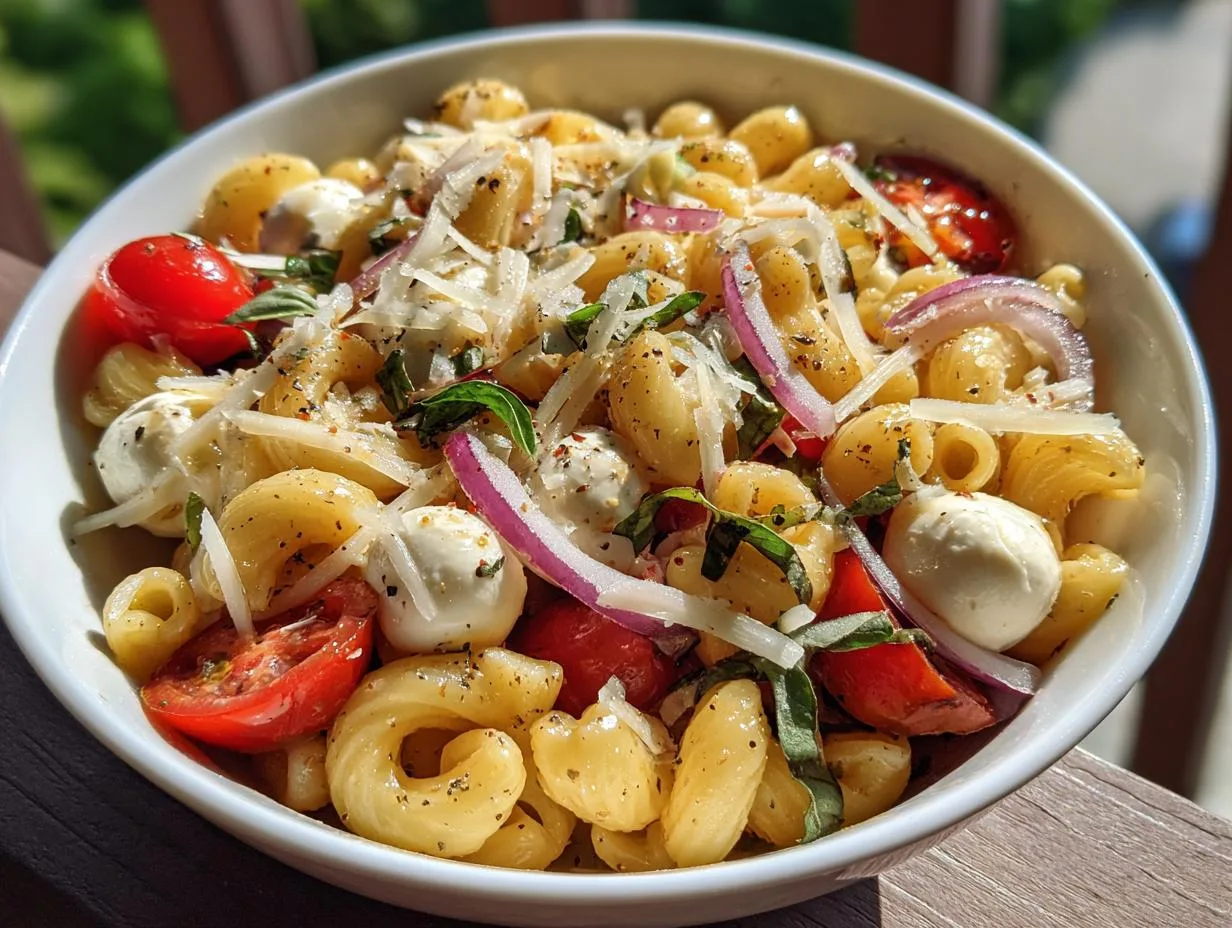 Irresistible Mozzarella Tomato Pasta Salad Bowl in 20 Minutes